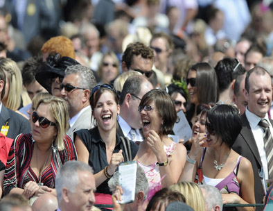 Race-goers enjoying a day out during a meeting at York